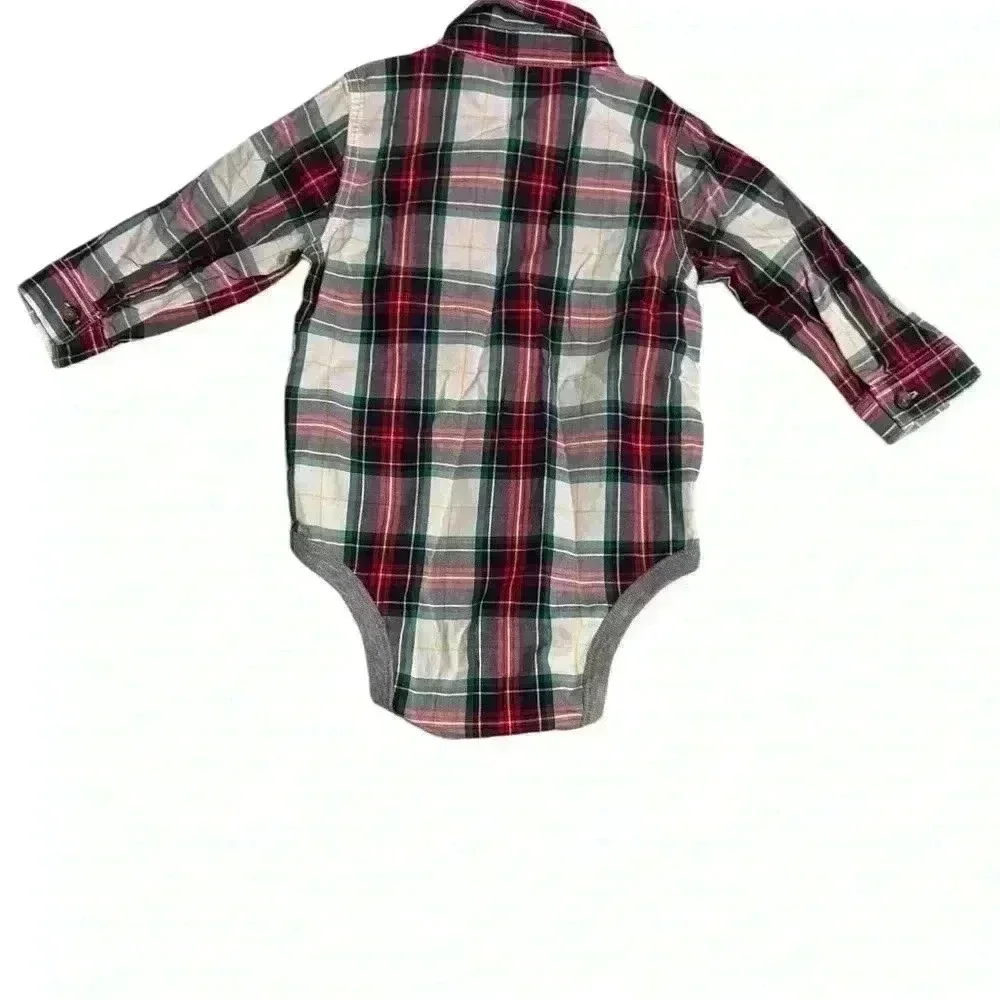 EUC Old Navy Baby Boy Collared Plaid Onesie Bodysuit k127